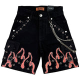 Elite Denim Kids Winners Embellished Denim Shorts Jet Black