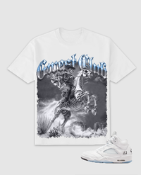 G West Rider Of Flames Rhinestone Tee White/Grey/Blue