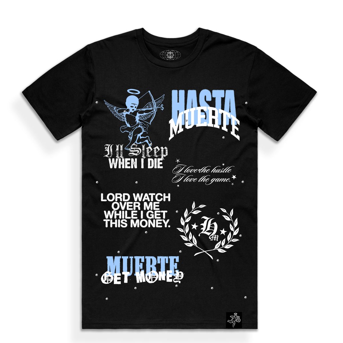 Hasta Muerte Rhinestone Heavenly Gains Tee Black