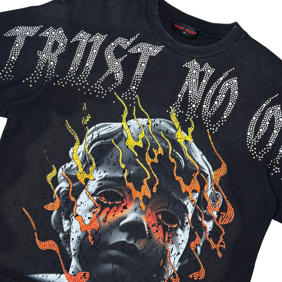 Rare Peace Trust No One Rhinestone Tee Black