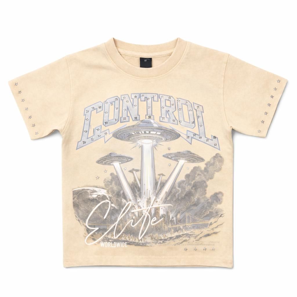 Elite Denim Kids Control Embellished Tee Sand Wash