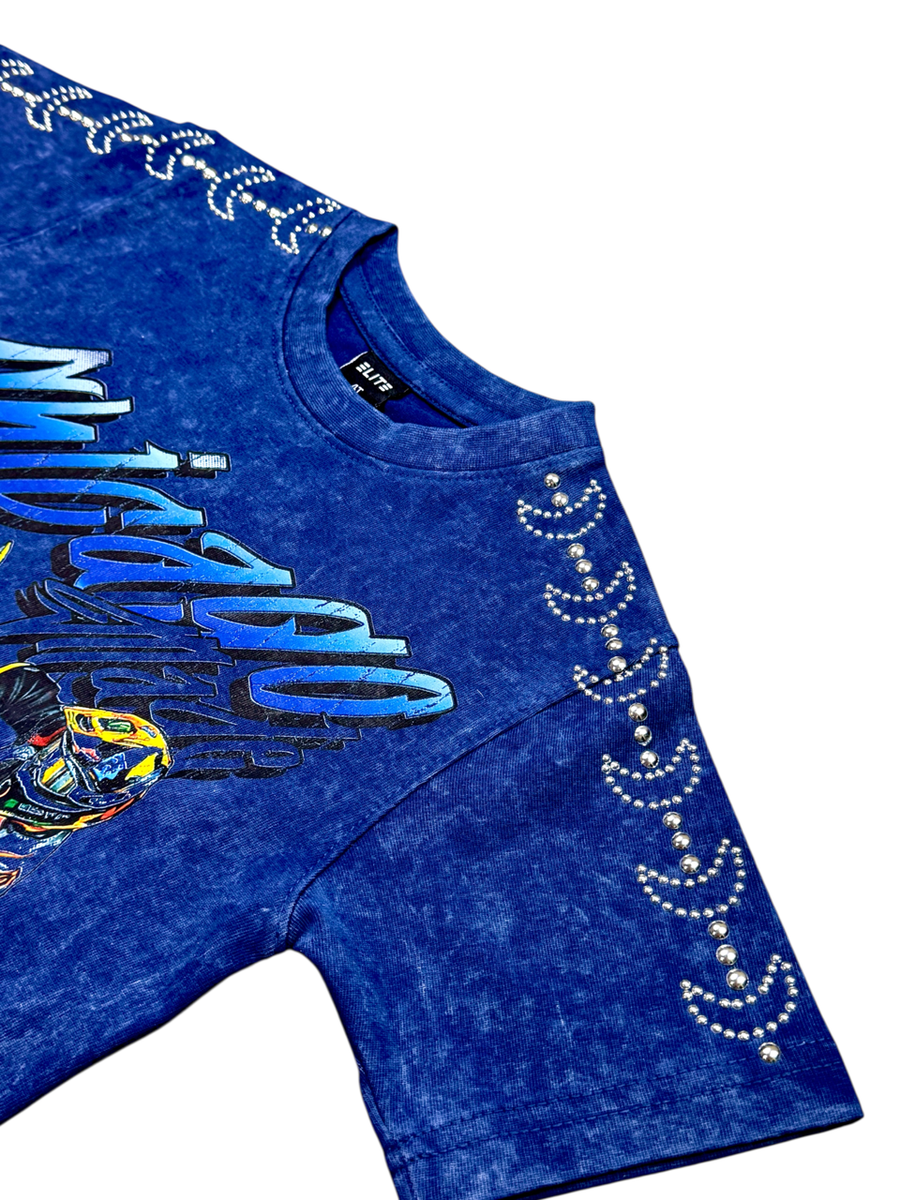 Elite Denim Kids Motocross Premium Embellished Tee Blue