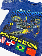 Elite Denim Kids Motocross Premium Embellished Tee Blue