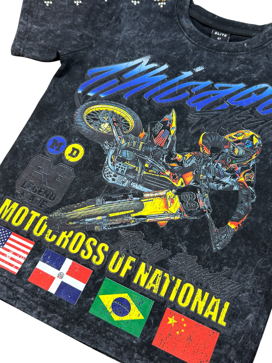 Elite Denim Kids Motocross Premium Embellished Tee Black