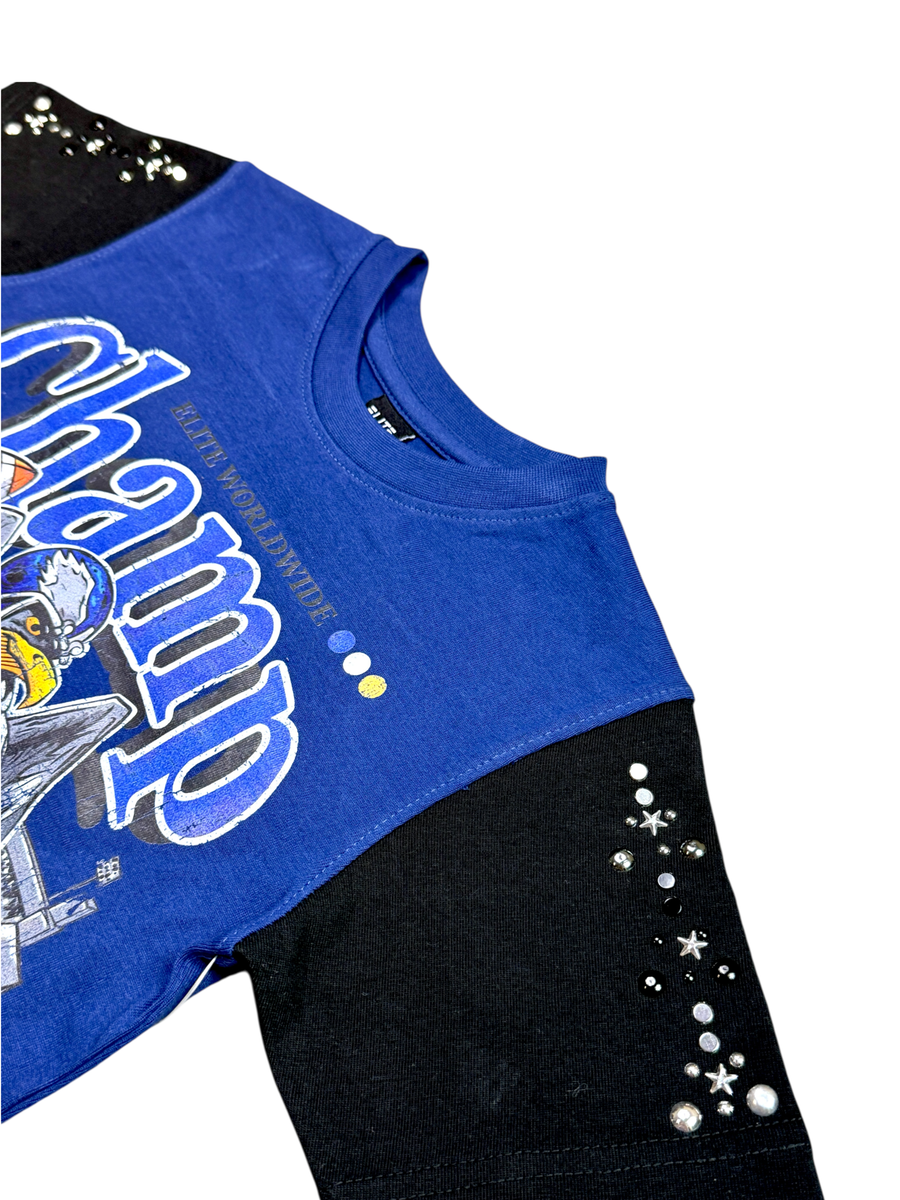 Elite Denim Kids Champ Embellished Tee Blue