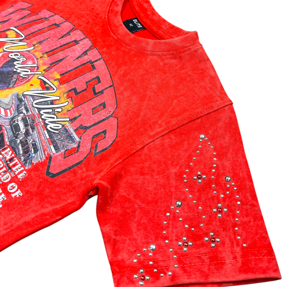 Elite Denim Kids Winners Embellished Tee Red