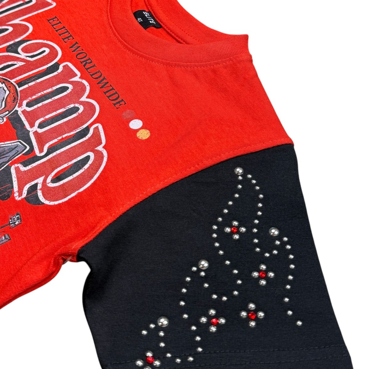 Elite Denim Kids Champ Premium Embellished Tee Orange