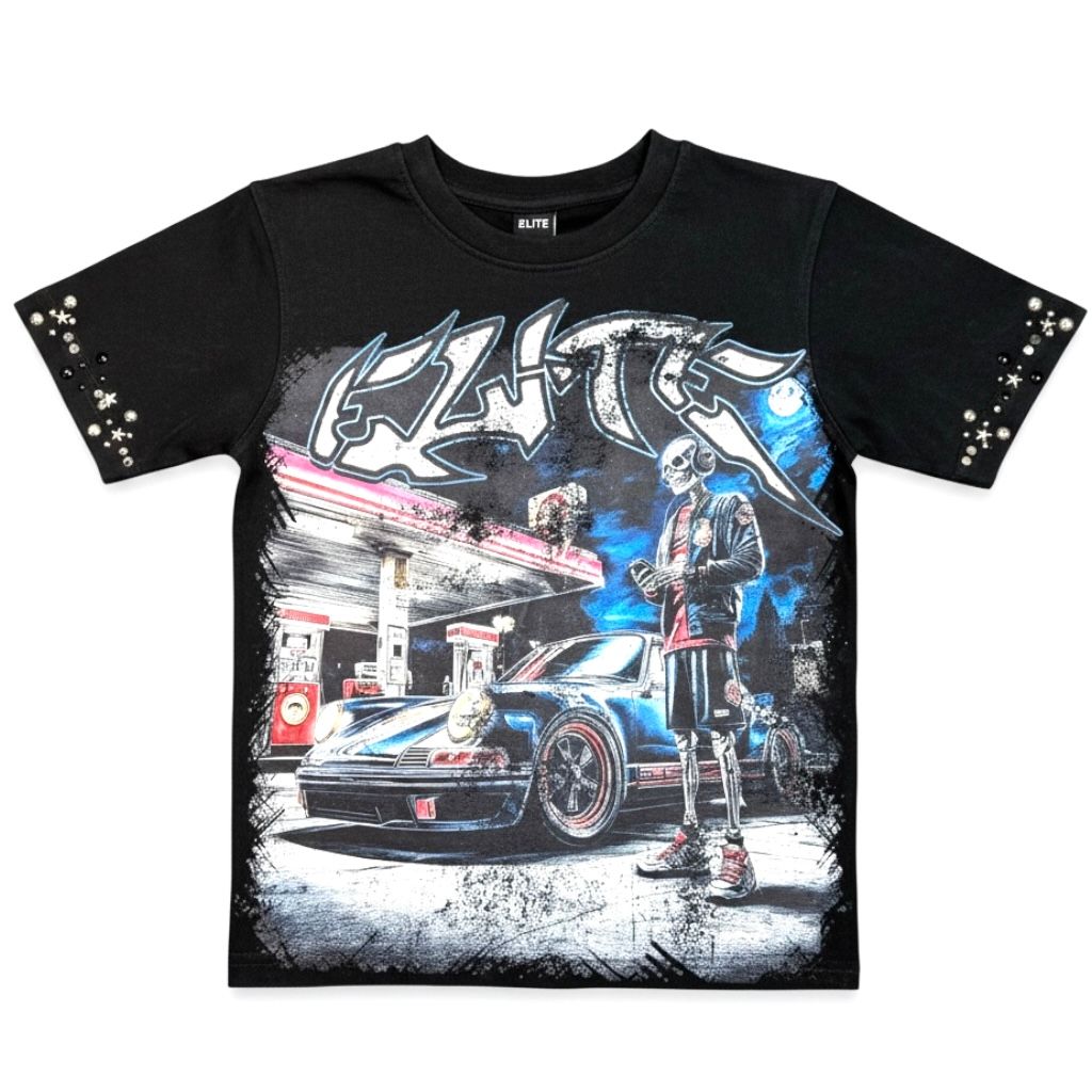 Elite Denim Kids Night Embellished Tee Black