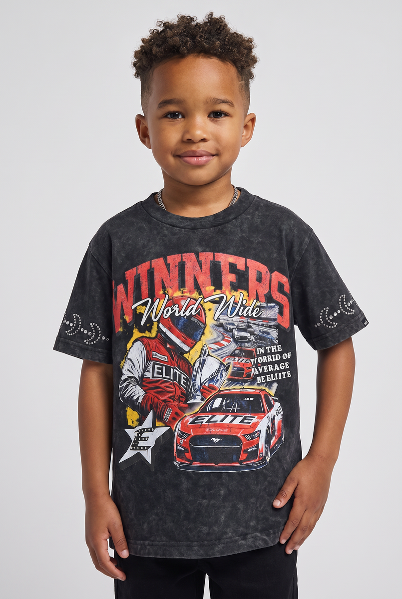 Elite Denim Kids Winners Premium Embellished Tee Black