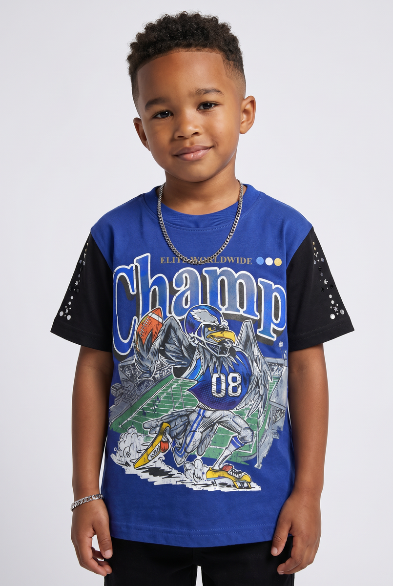 Elite Denim Kids Champ Embellished Tee Blue
