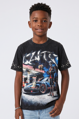 Elite Denim Kids Night Embellished Tee Black