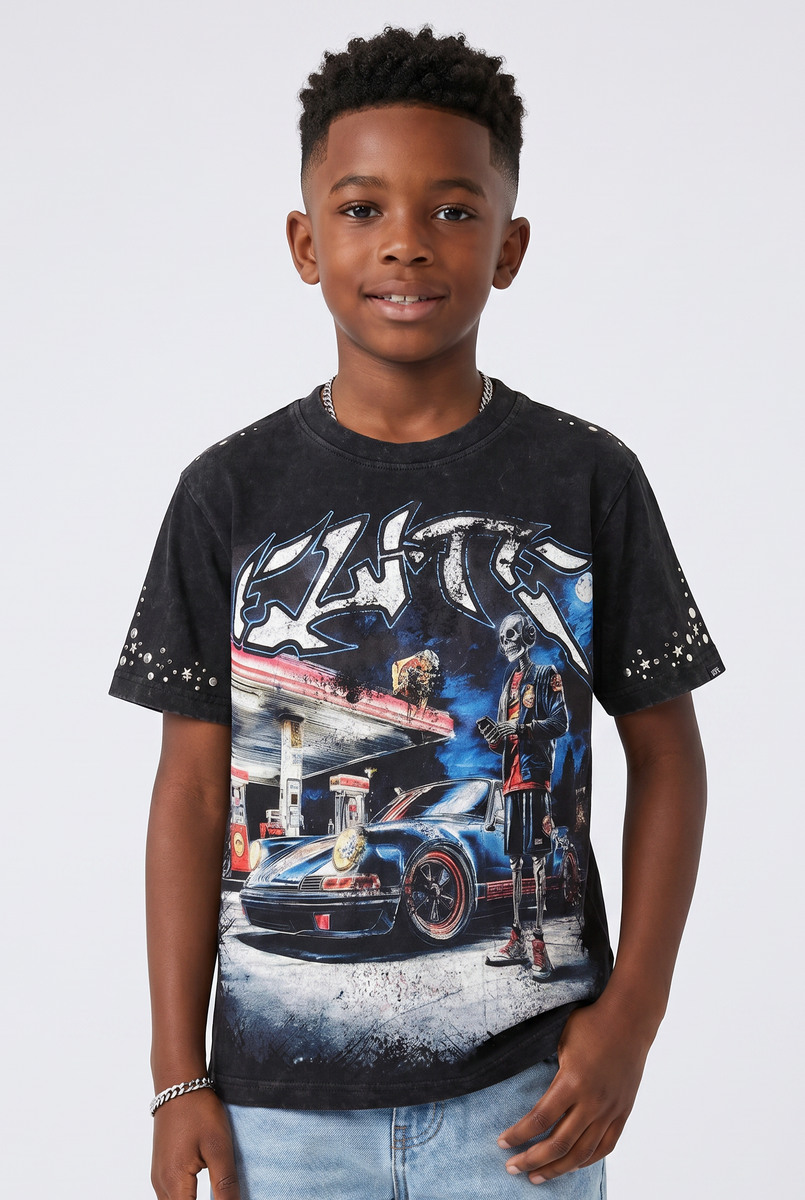 Elite Denim Kids Night Embellished Tee Black