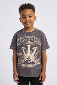 Elite Denim Kids Control Premium Embellished Tee Charcoal