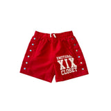 Mixed Emotion “Backyard” Nylon Short Set Red
