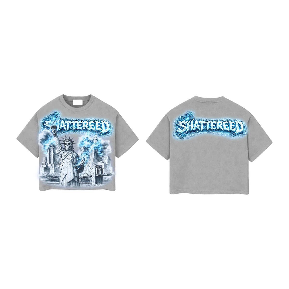 Shattered Hearts Nyc On Fire Tee Gray