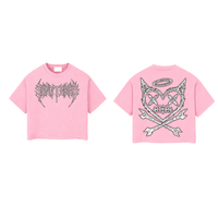 Shattered Hearts Logo Halo Skull Tee Navy Pink