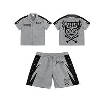 Shattered Hearts logo Nylon Short Set Black/Grey