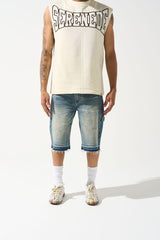 Serende Terre Denim Shorts Tinted Mid Blue Indigo