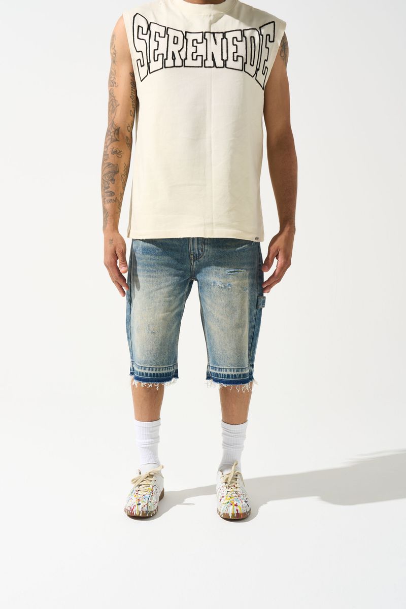 Serende Terre Denim Shorts Tinted Mid Blue Indigo