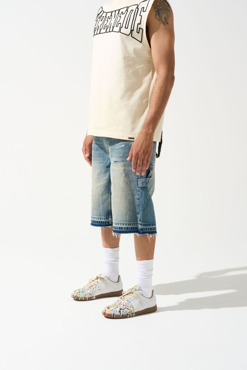 Serende Terre Denim Shorts Tinted Mid Blue Indigo