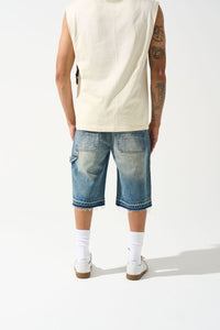Serende Terre Denim Shorts Tinted Mid Blue Indigo