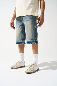 Serende Terre Denim Shorts Tinted Mid Blue Indigo