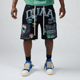 DUAA UFO Patch Denim Shorts Black