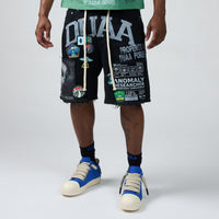 DUAA UFO Patch Denim Shorts Black
