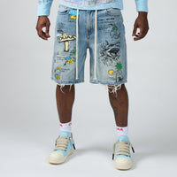 DUAA Surf Denim Shorts Light Blue
