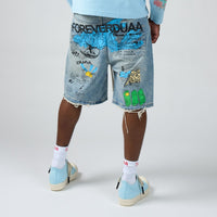 DUAA Surf Denim Shorts Light Blue