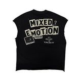 Mixed Emotion “Newspaper” Sleeveless tee Black