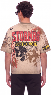 Strom88 Bowie Rhinestone Tee Khaki