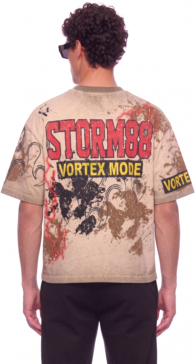 Strom88 Bowie Rhinestone Tee Khaki