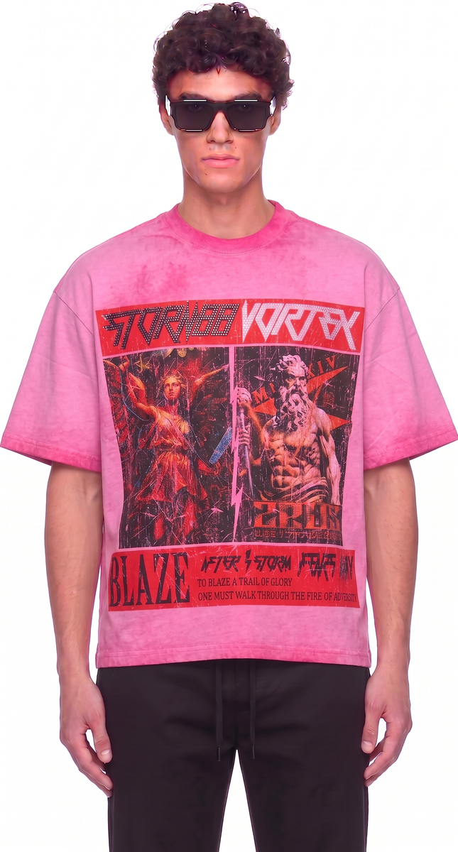 Strom88 Benito Rhinestone Tee Pink