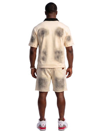 Kleep Y’all Invtd Crystal Stud Polo Short Set Cream