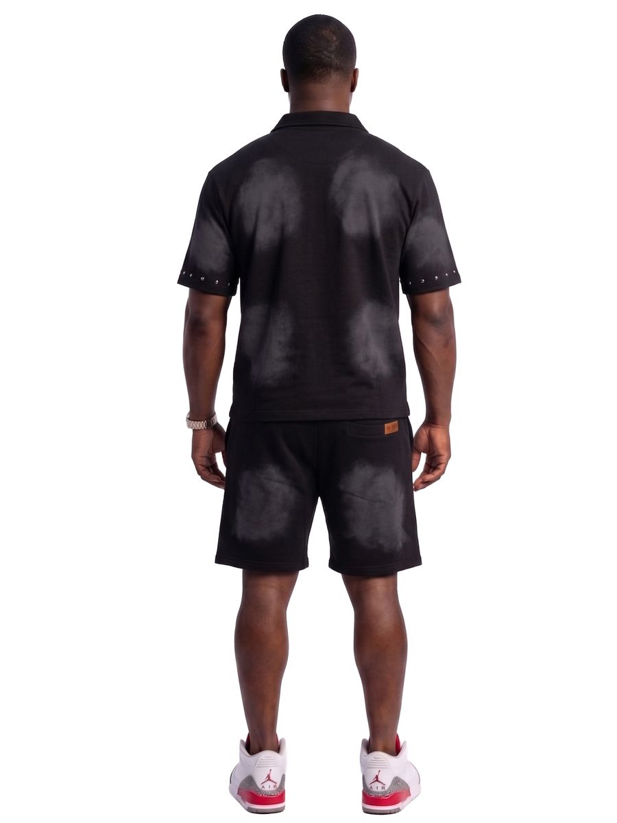 Kleep Y’all Invtd Crystal Stud Polo Short Set Black