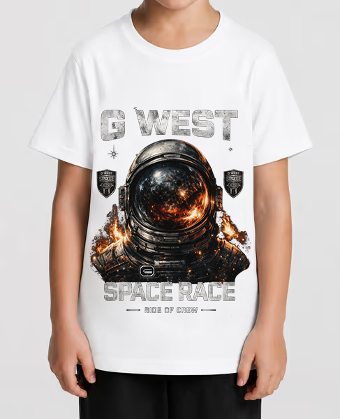 Gwest Kids Rhinestone Space Race Tee White