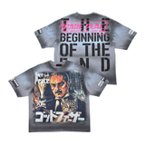Rare Peace God father Rhinestone Tee Grey Washed