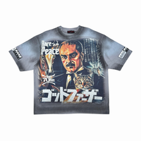 Rare Peace God father Rhinestone Tee Grey Washed