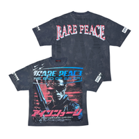 Rare Peace Terminator Rhinestone Tee Dark Grey Wash