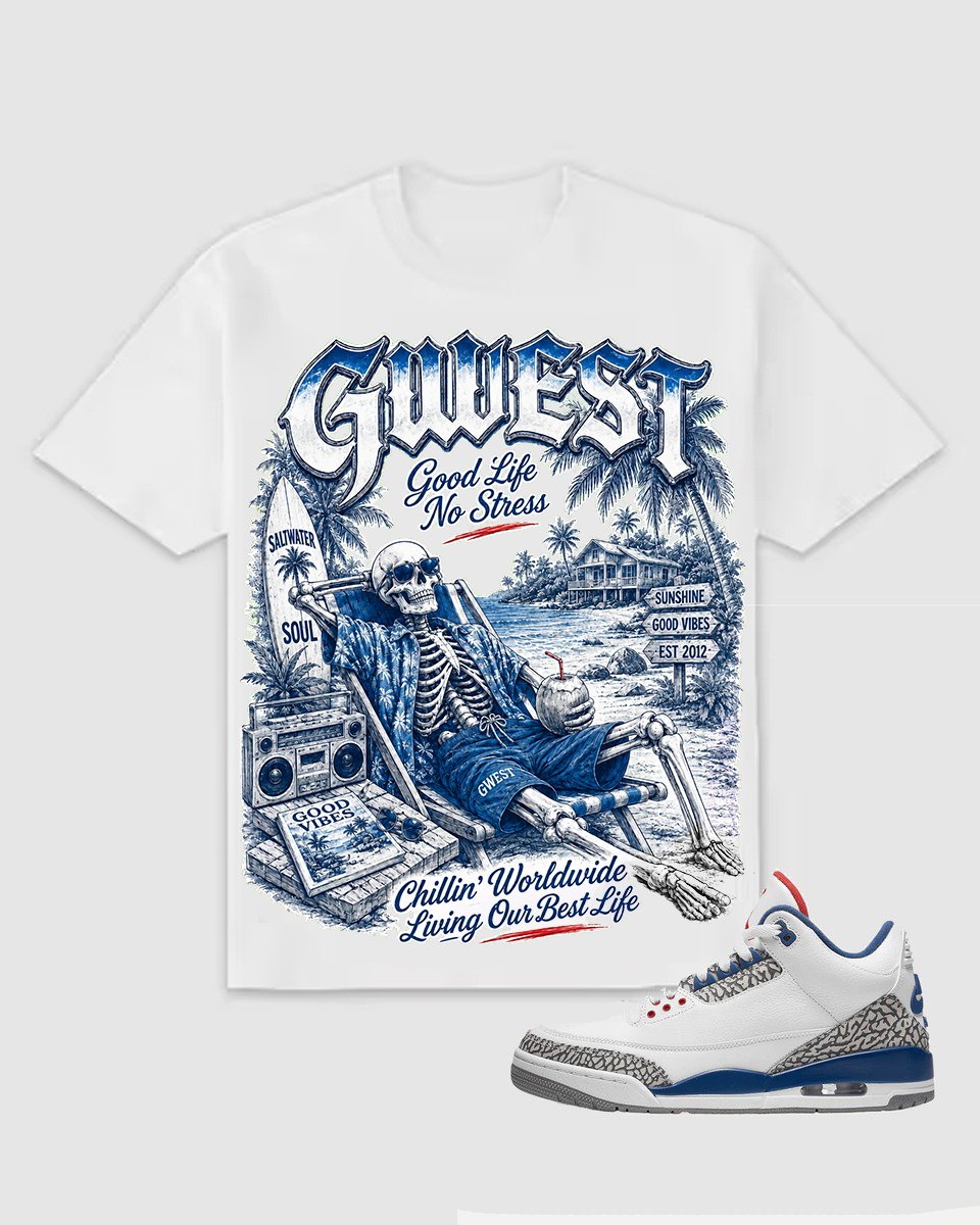 Gwest Men's Good Life No Stress Tee White