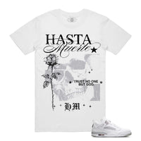 Hasta Muerte Cement Skull Rose Tee White
