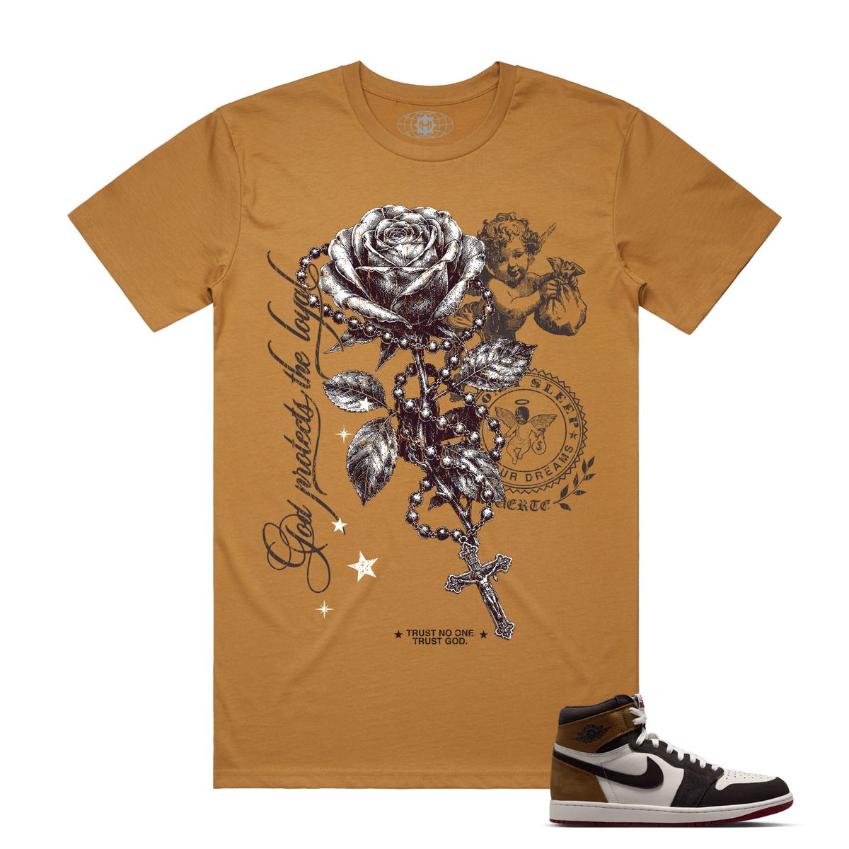 Hasta Muerte Rosary Tee Camel