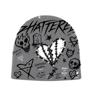 Shattered Hearts Doodle Beanie Grey