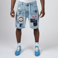 Duaa Teleport Denim Shorts Ice Blue Wash