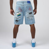 Duaa Teleport Denim Shorts Ice Blue Wash
