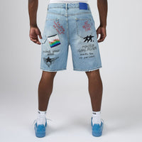 Duaa Teleport Denim Shorts Ice Blue Wash