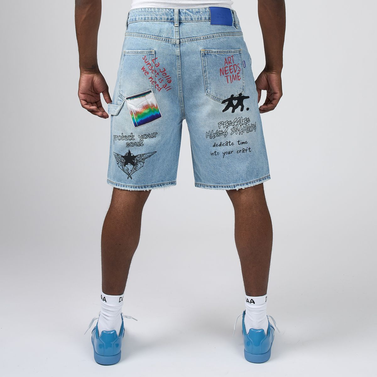 Duaa Teleport Denim Shorts Ice Blue Wash