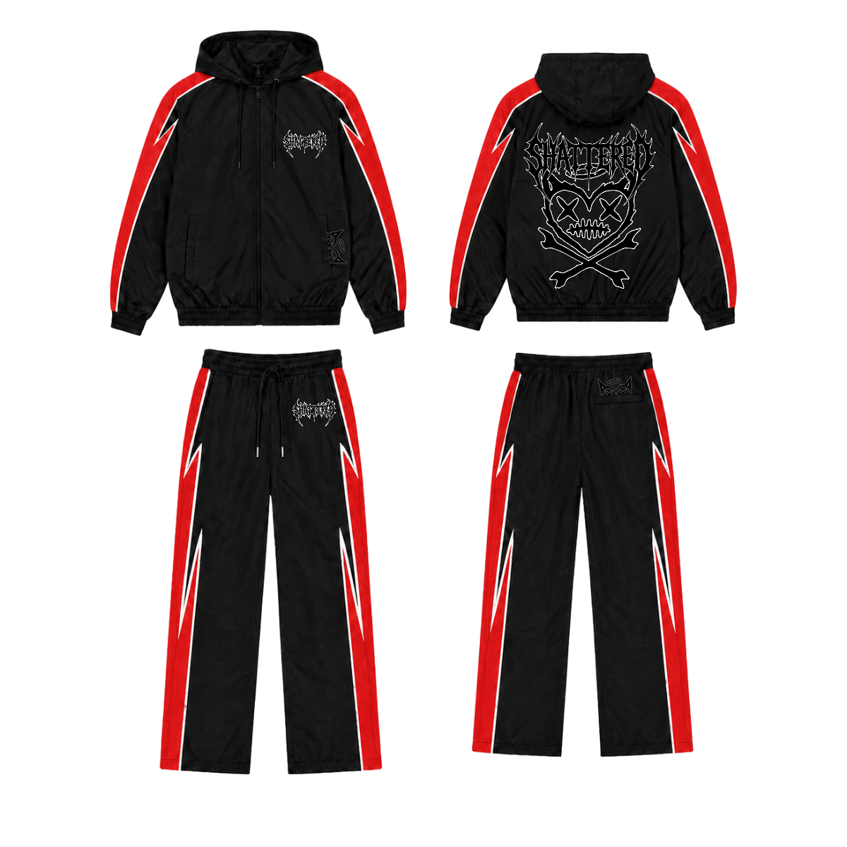 Shattered Hearts Nylon Set Red/Black