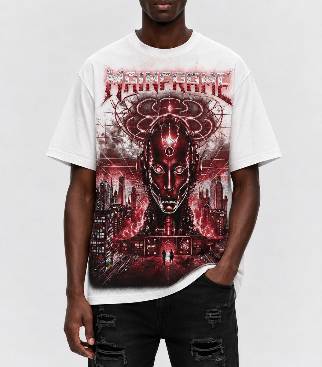 Reelistik NYC Mainframe Rhinestone Tee White